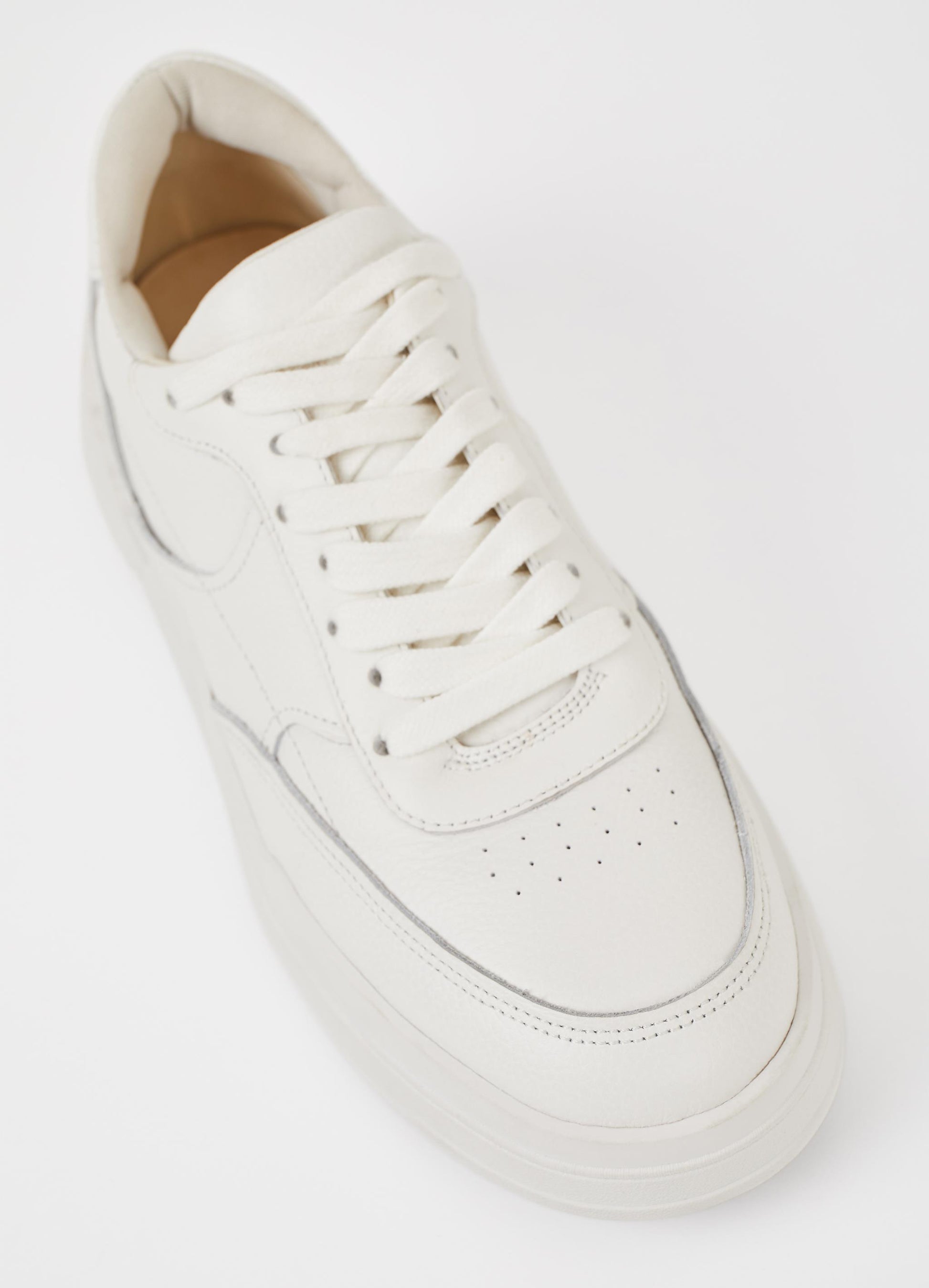 White layered leather trainers with white laces