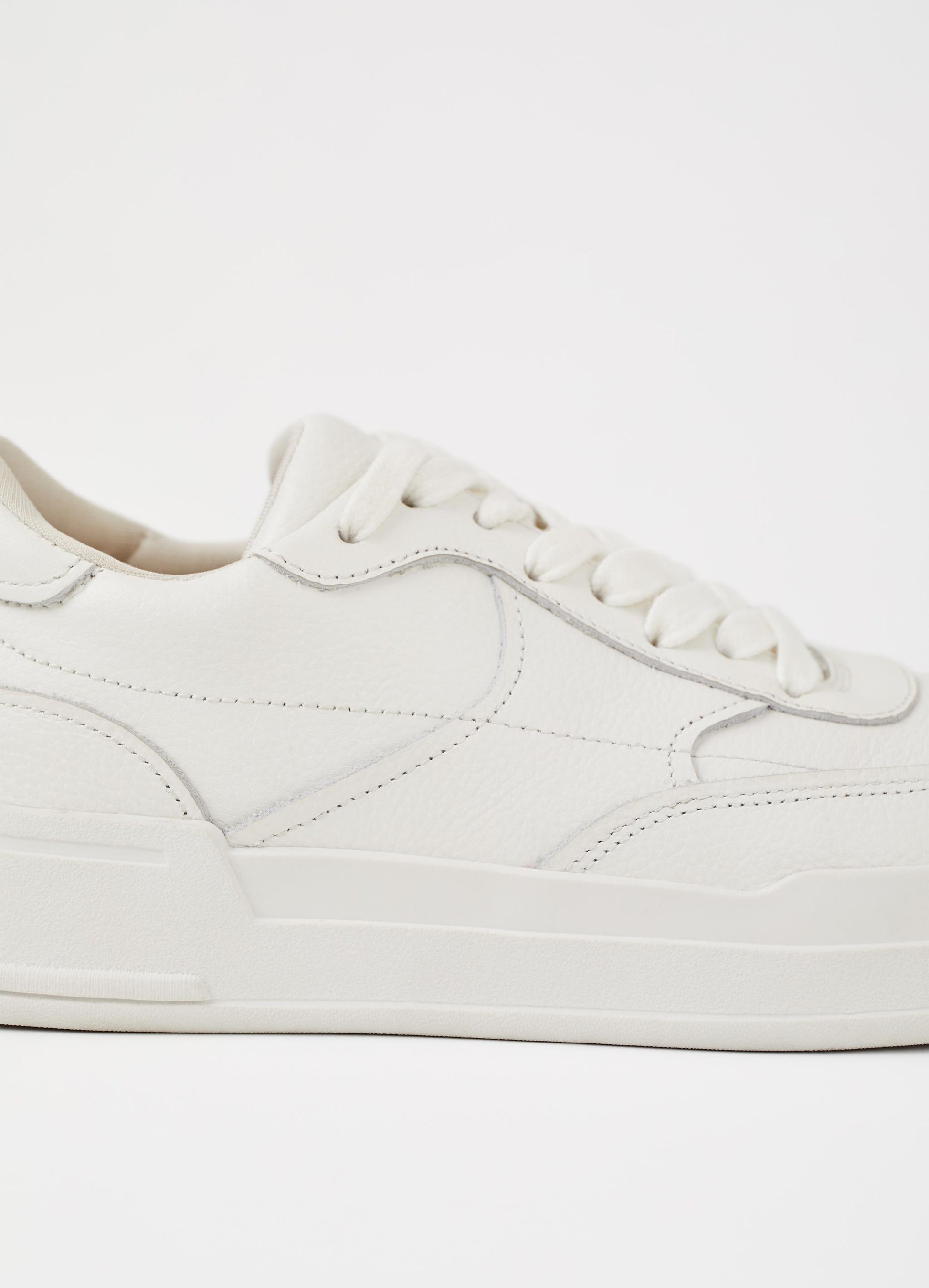 White layered leather trainers with white laces