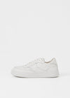 White layered leather trainers with white laces