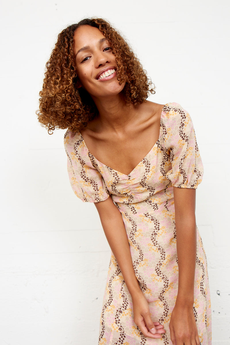 Ditsy floral print dress with sweetheart neckline