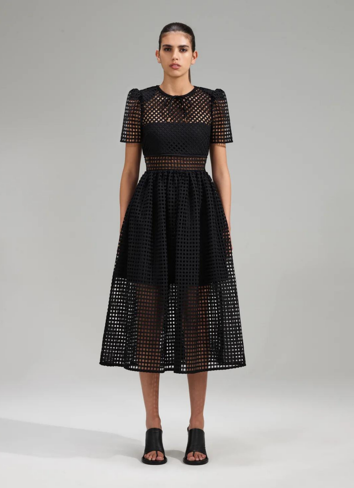 Black dress with mesh detail 