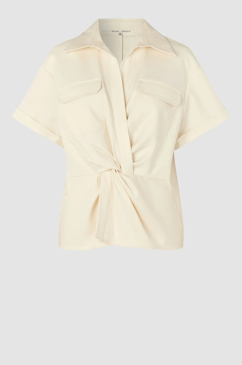 Cream Safari style top with twist front detail