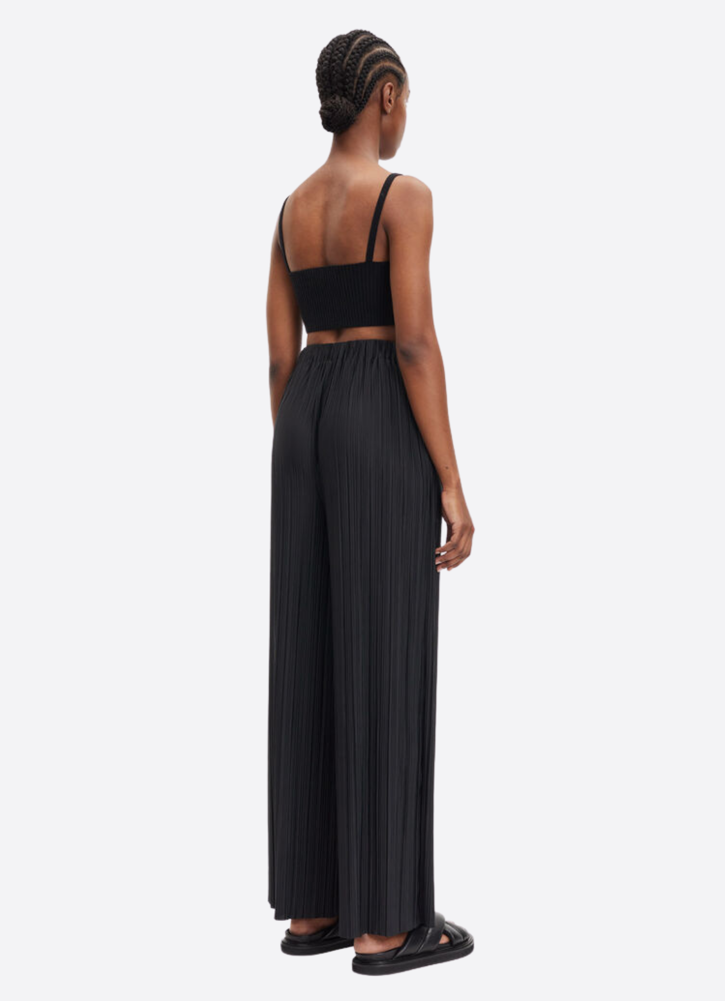 Black pleated trousers