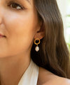 Gold plated Sterling silver hoop earrings with a fresh water pearl drop