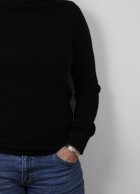 Cowl neck long sleeved cashmere jumper in black