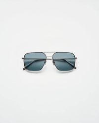 Stainless steel aviator glasses with a blue lenses