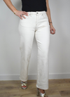 Straight leg high rise jeans in white a neat hem 