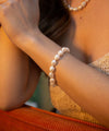 Freshwater string of pearl bracelet with sterling silver toggle fastening