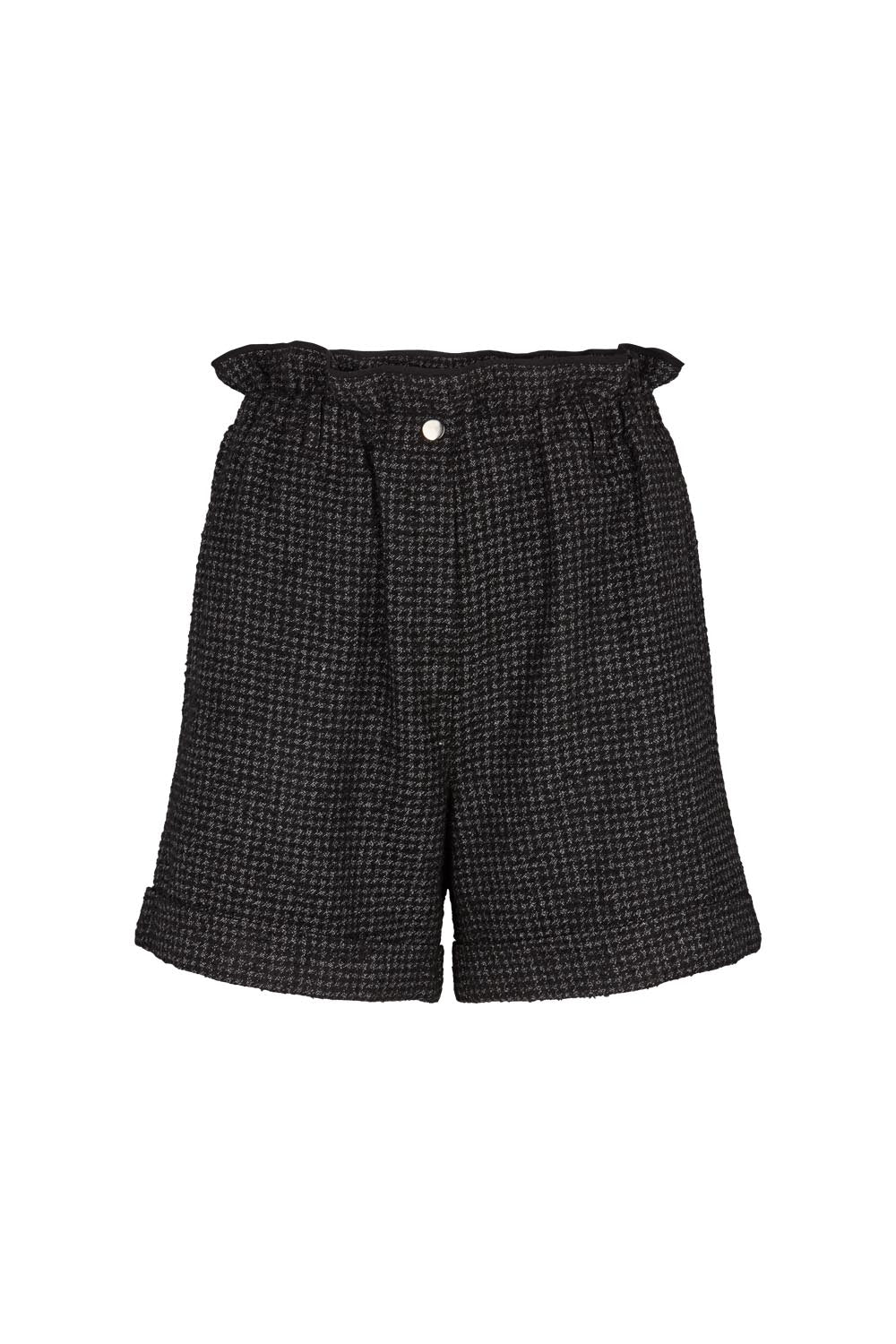 Pull on wool check shorts