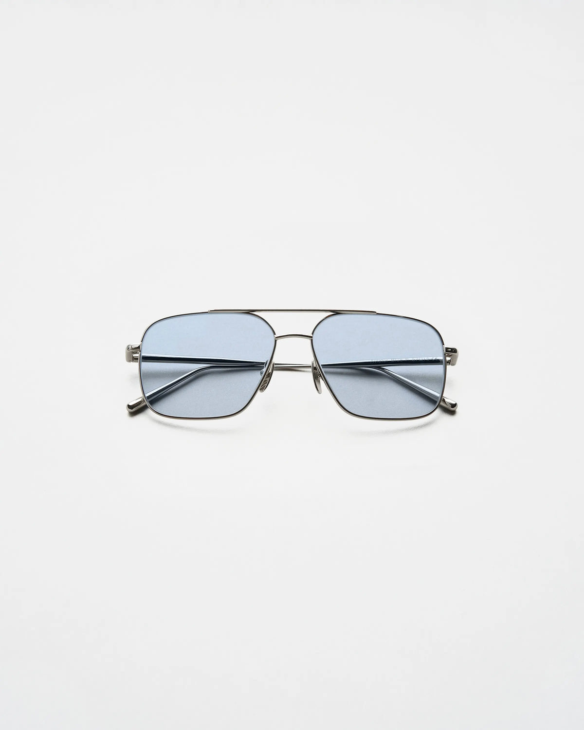 Steel framed sunglasses with blue lense