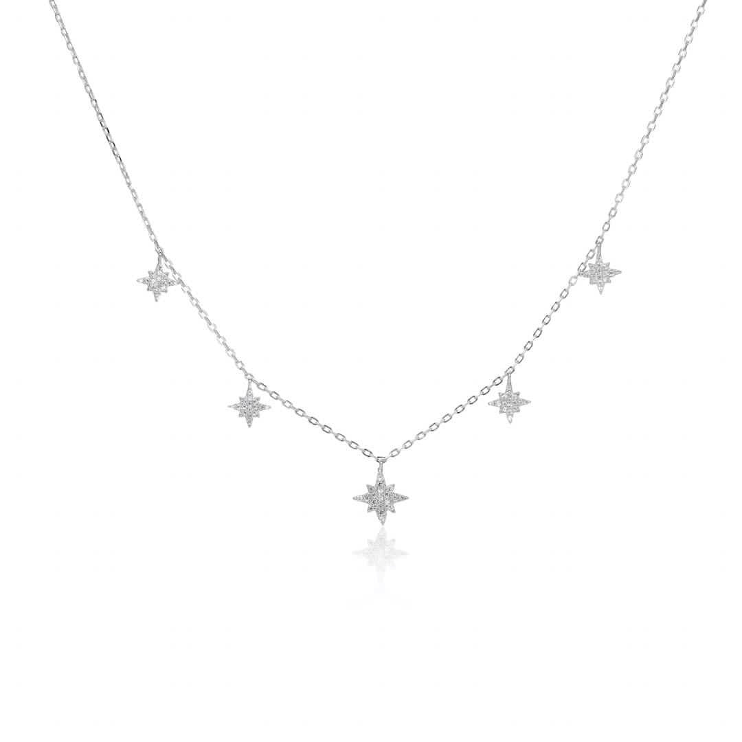 Sterling silver necklace with star charms