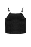 Black linen top with adjustable spaghetti straps