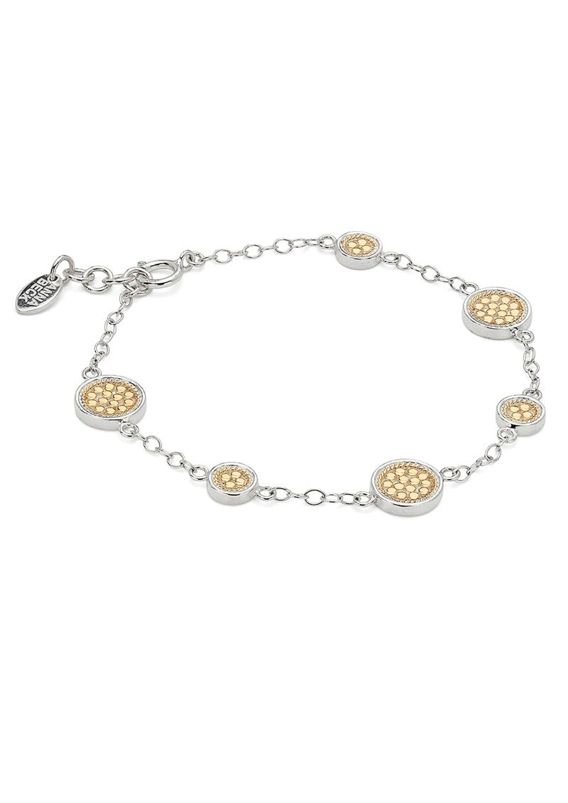 Classic Station bracelet in sterling silver and 18k gold