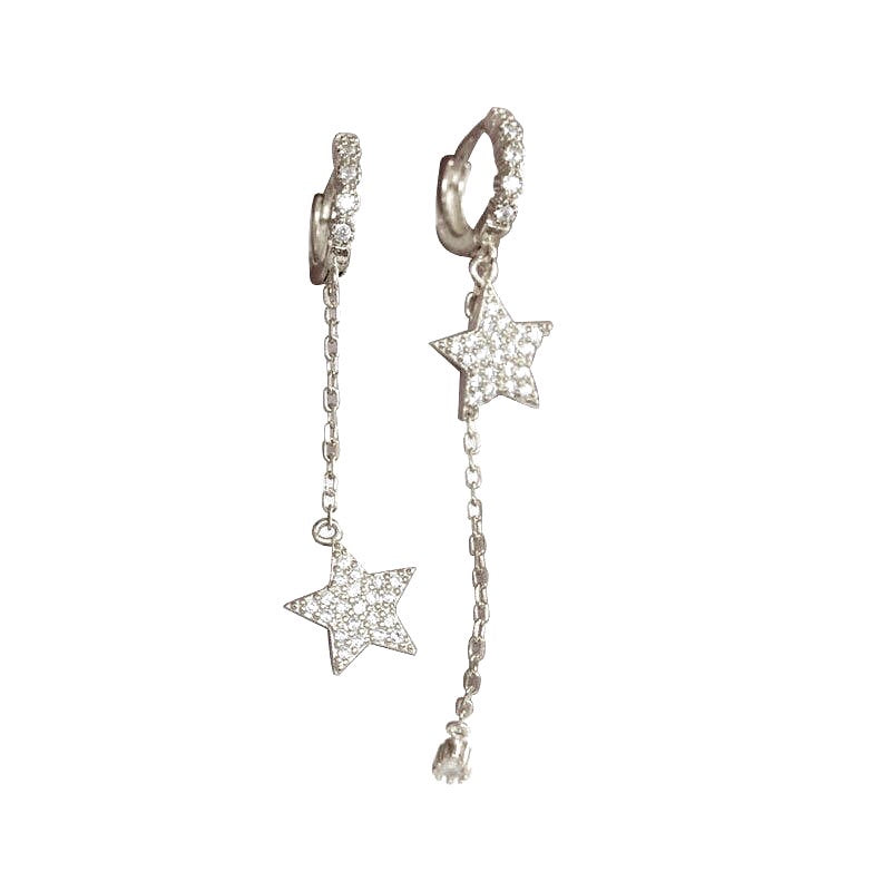 Huggie hoop earrings with stone details and star drop charms