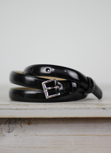 Leather Belt Black/Nickel Patent