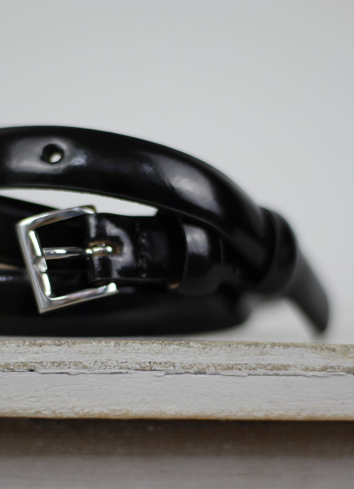 Leather Belt Black/Nickel Patent