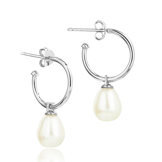 Sterling silver goop earrings with a removable pearl drop