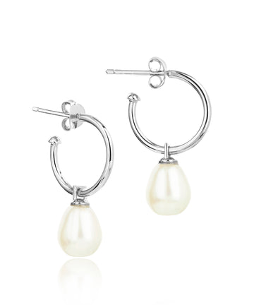 Sterling silver goop earrings with a removable pearl drop