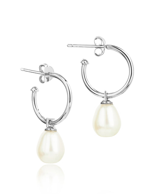 Sterling silver goop earrings with a removable pearl drop