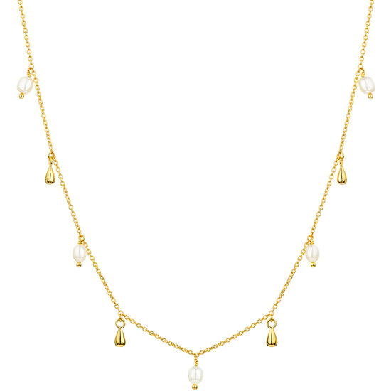 Pearl and gold drop detail necklace