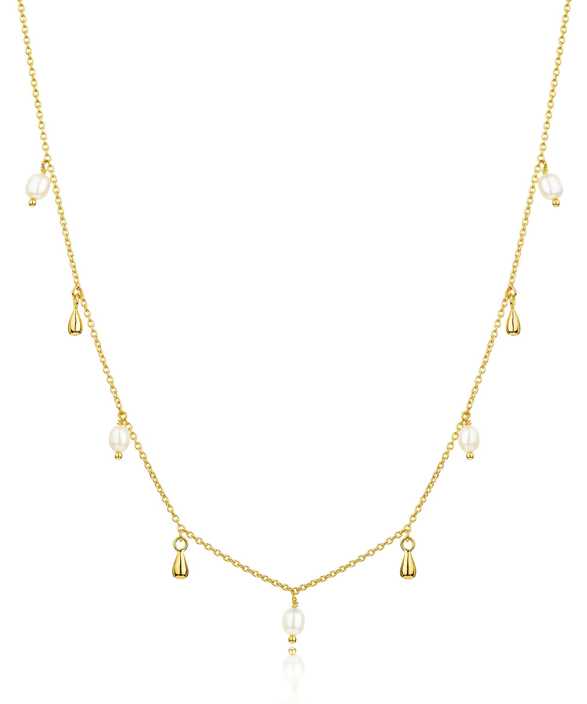 Pearl and gold drop detail necklace