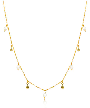 Pearl and gold drop detail necklace