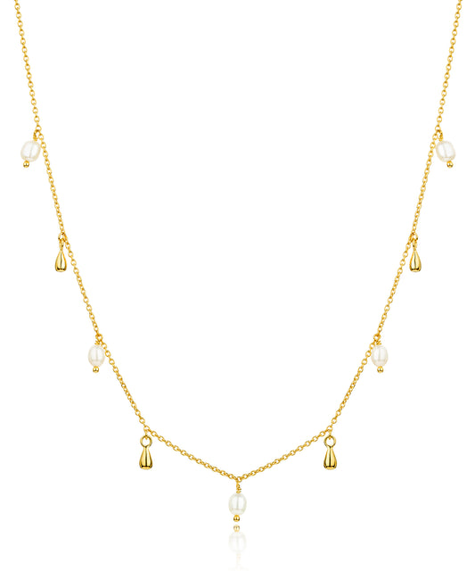 Pearl and gold drop detail necklace