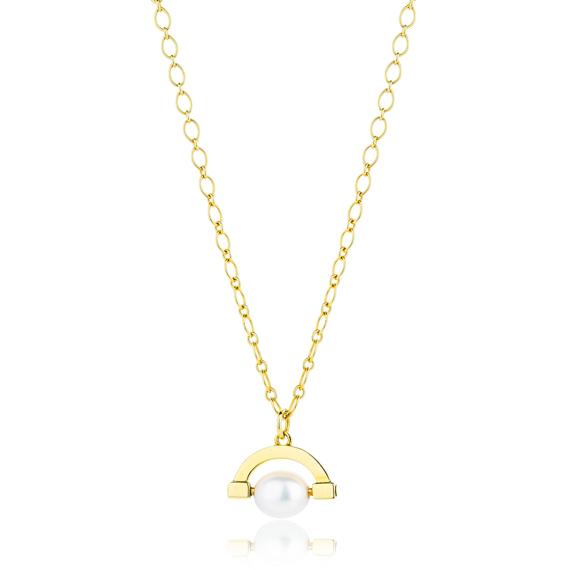 Gold plated sterling silver necklace with a pearl charm