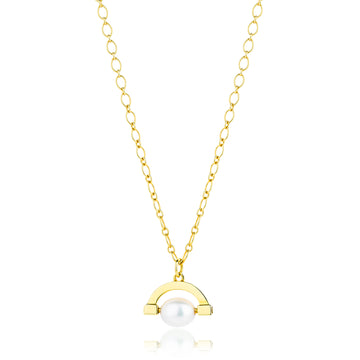 Gold plated sterling silver necklace with a pearl charm