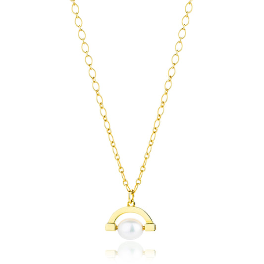 Gold plated sterling silver necklace with a pearl charm