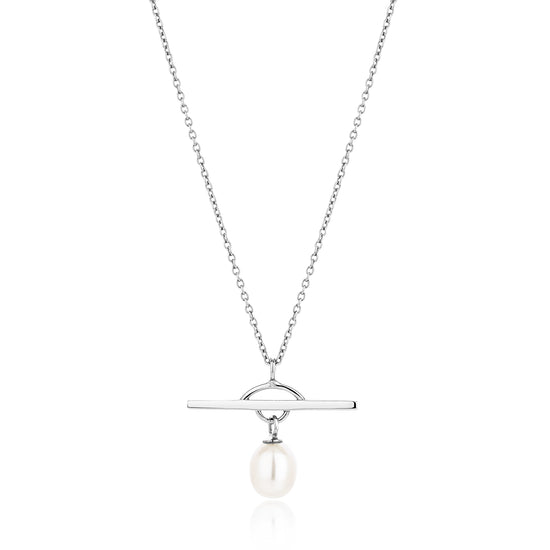 Sterling silver necklace with a pearl charm