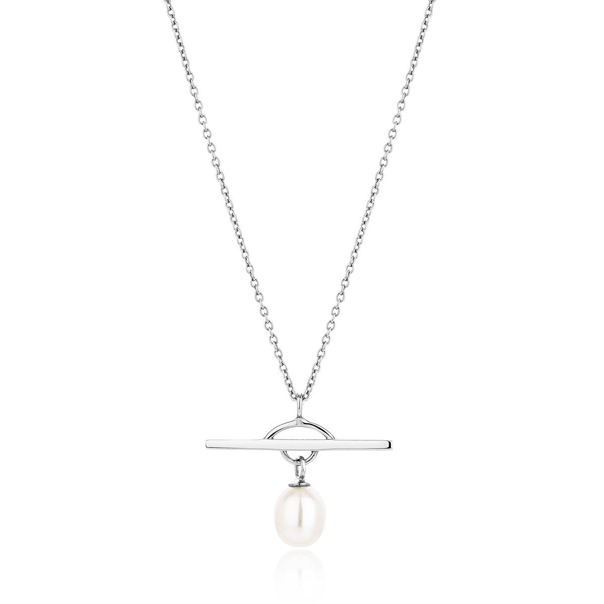 Sterling silver necklace with a pearl charm