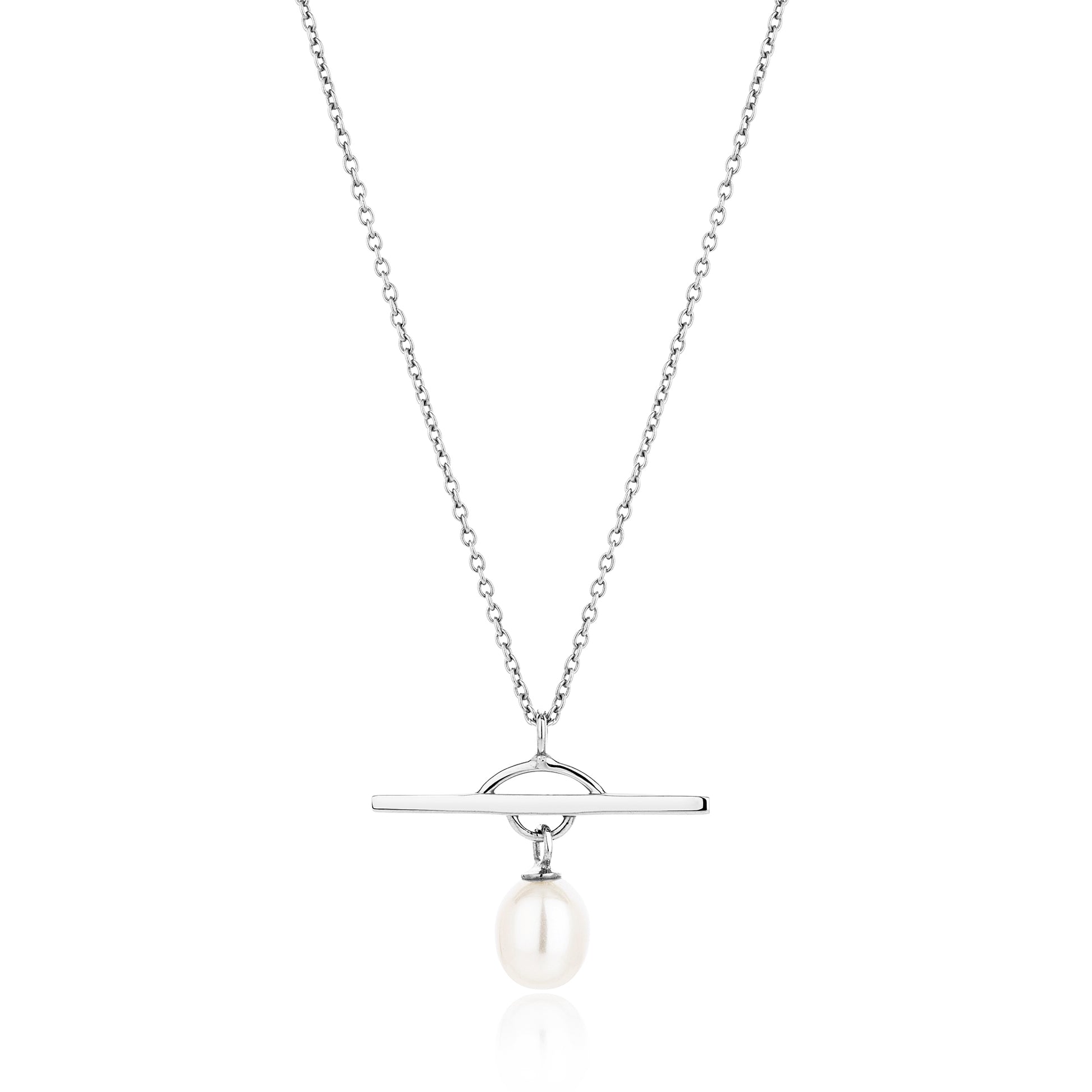 Sterling silver necklace with a pearl charm