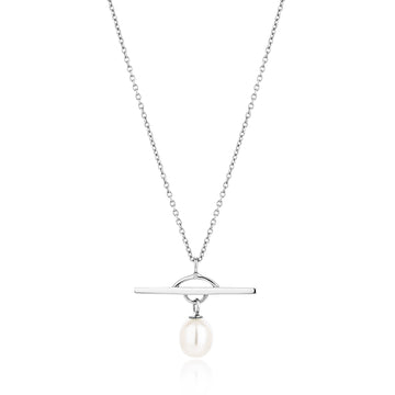 Sterling silver necklace with a pearl charm