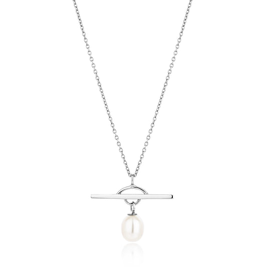 Sterling silver necklace with a pearl charm