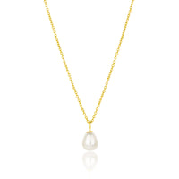 Single drop pearl on a gold chain
