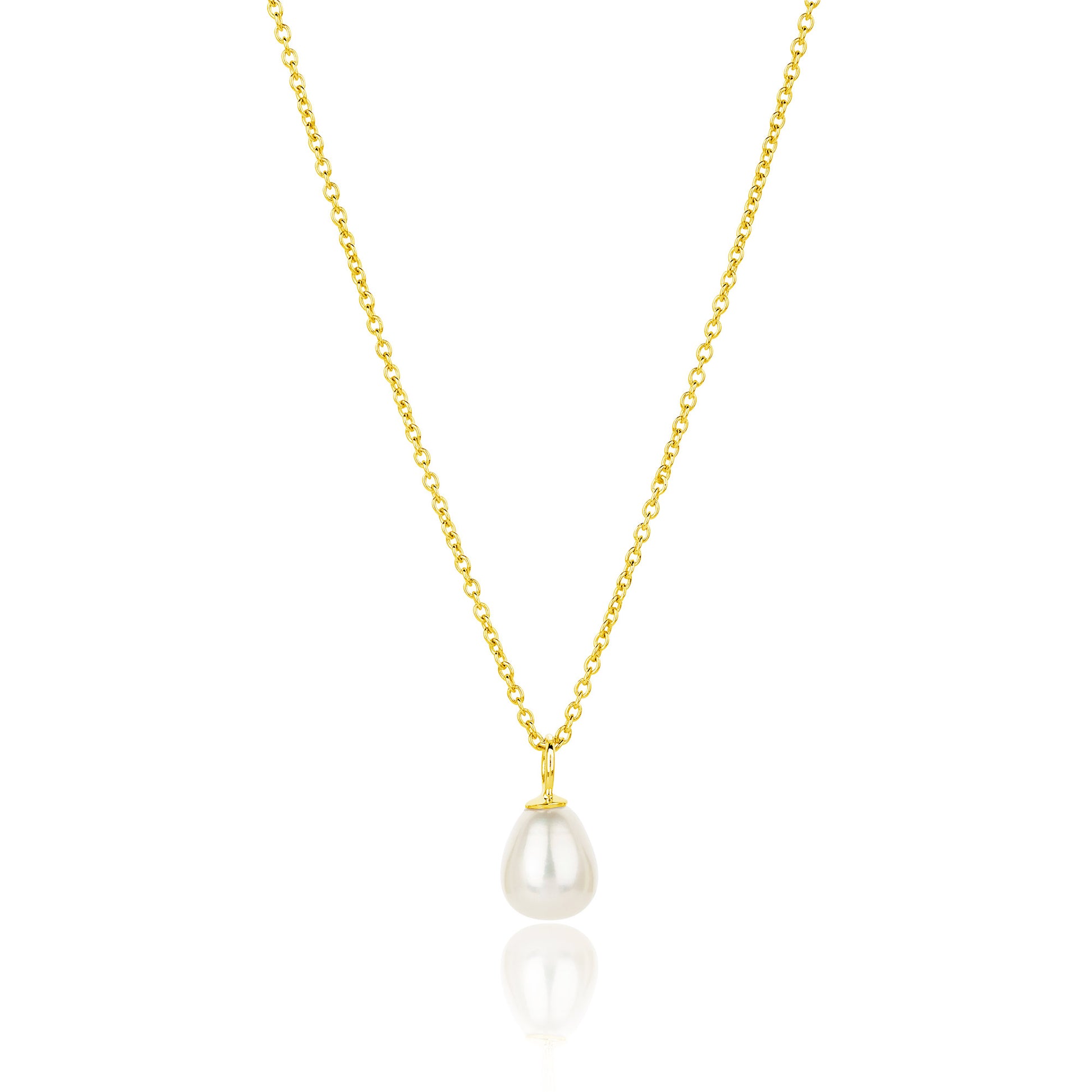 Single drop pearl on a gold chain