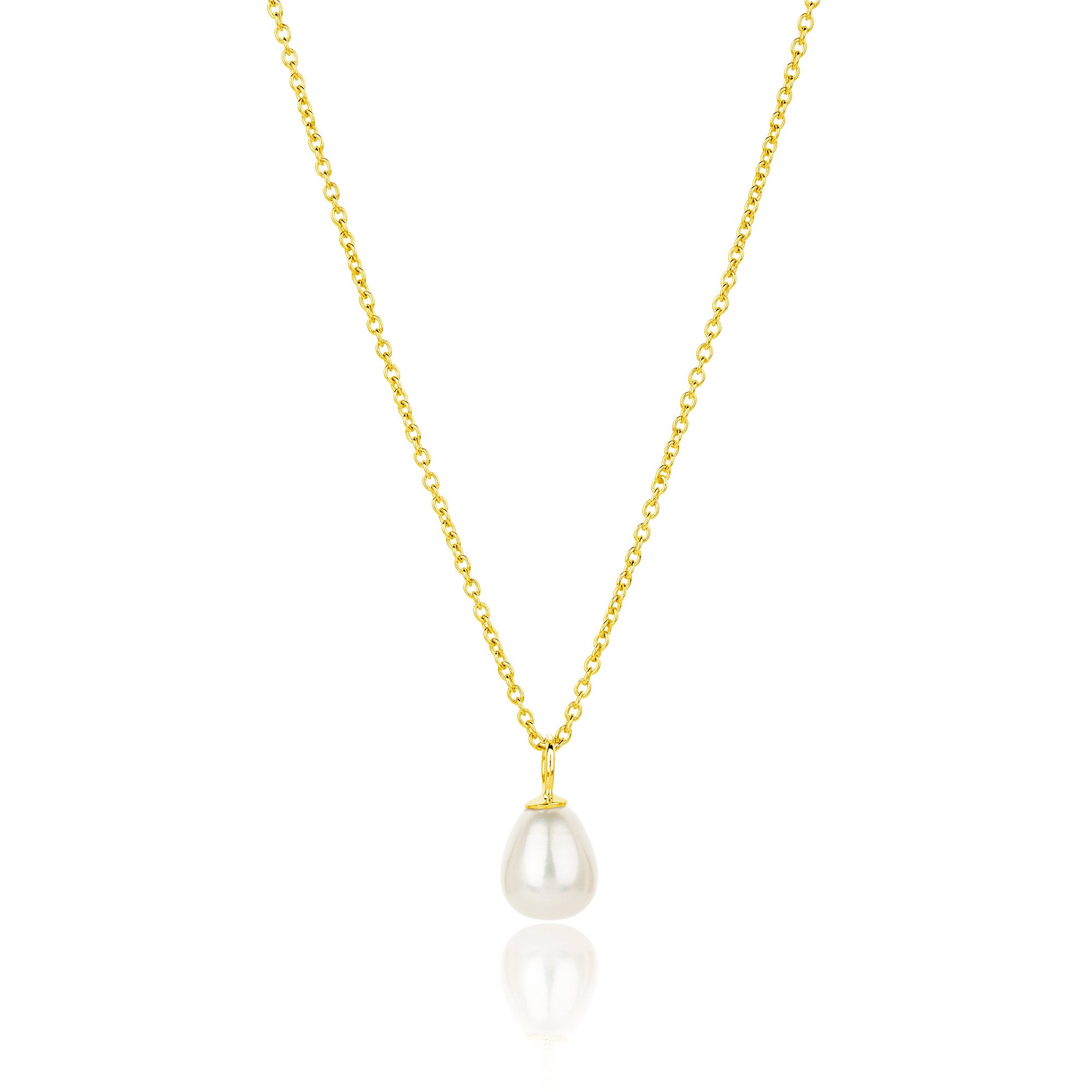 Single drop pearl on a gold chain