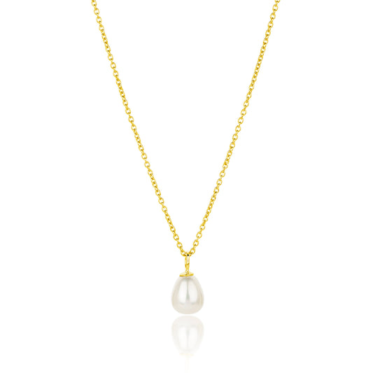 Single drop pearl on a gold chain