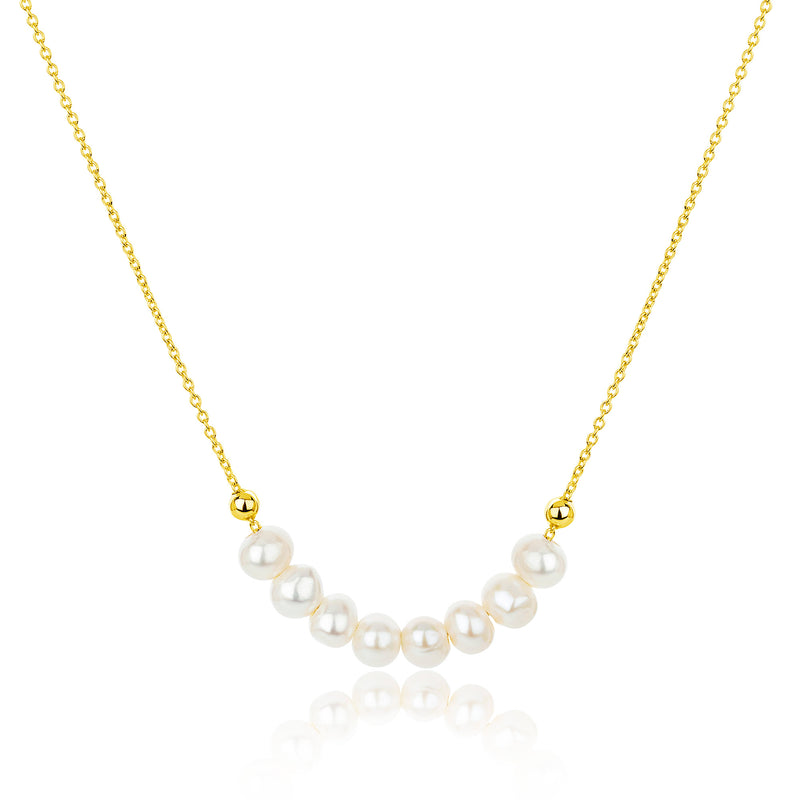 Gold plated silver chain with 8 fresh water pearls