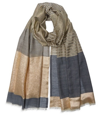 Cashmere metallic striped scarf.