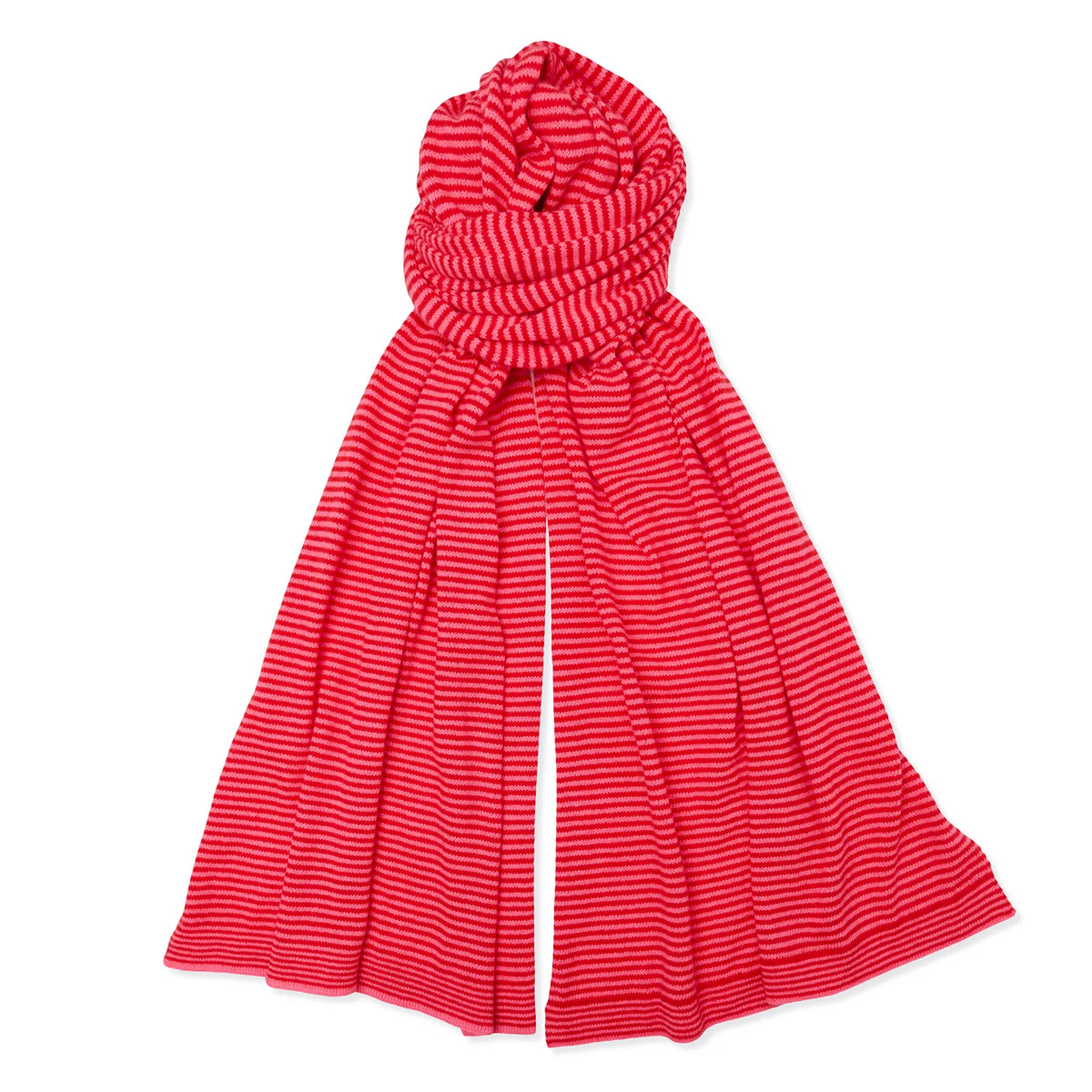 Breton stripe over size scarf in red and pink