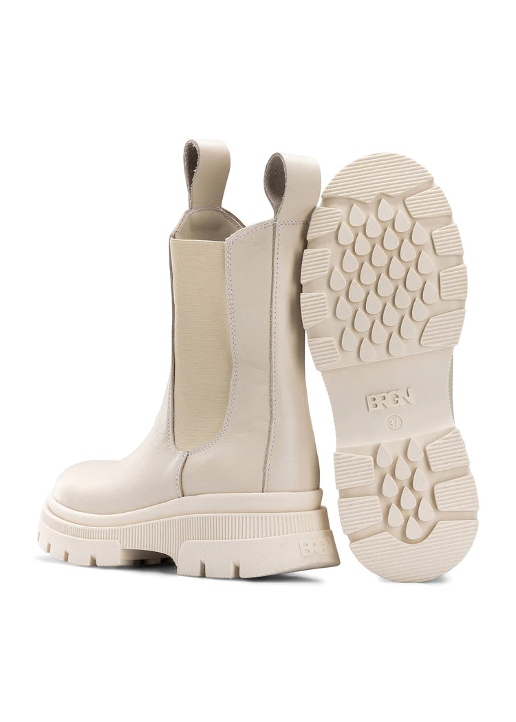 Ivory waterproof boots with ivory sole