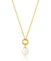 Gold plated chain with single pearl drop pendant