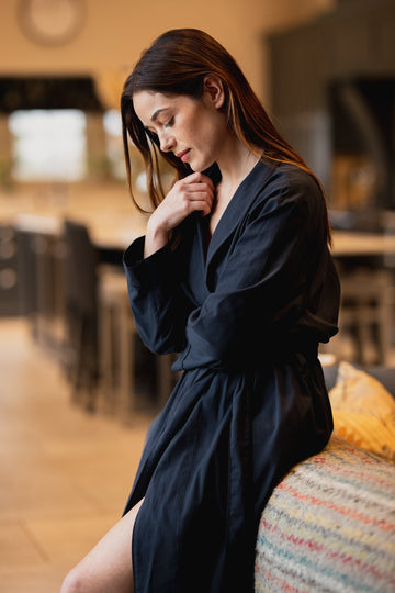 Organic Cotton Robe Navy