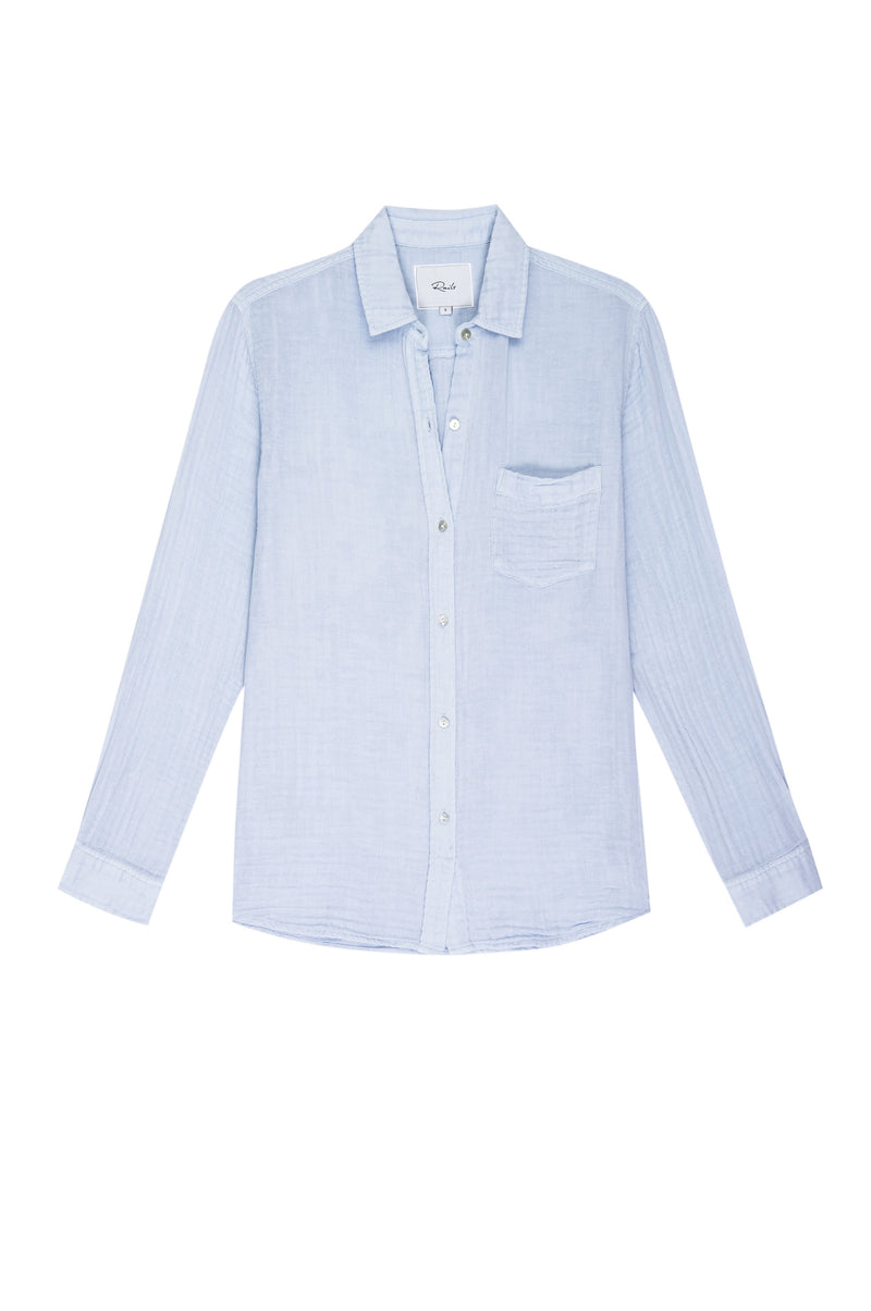 Pale blue cotton shirt with patch pocket