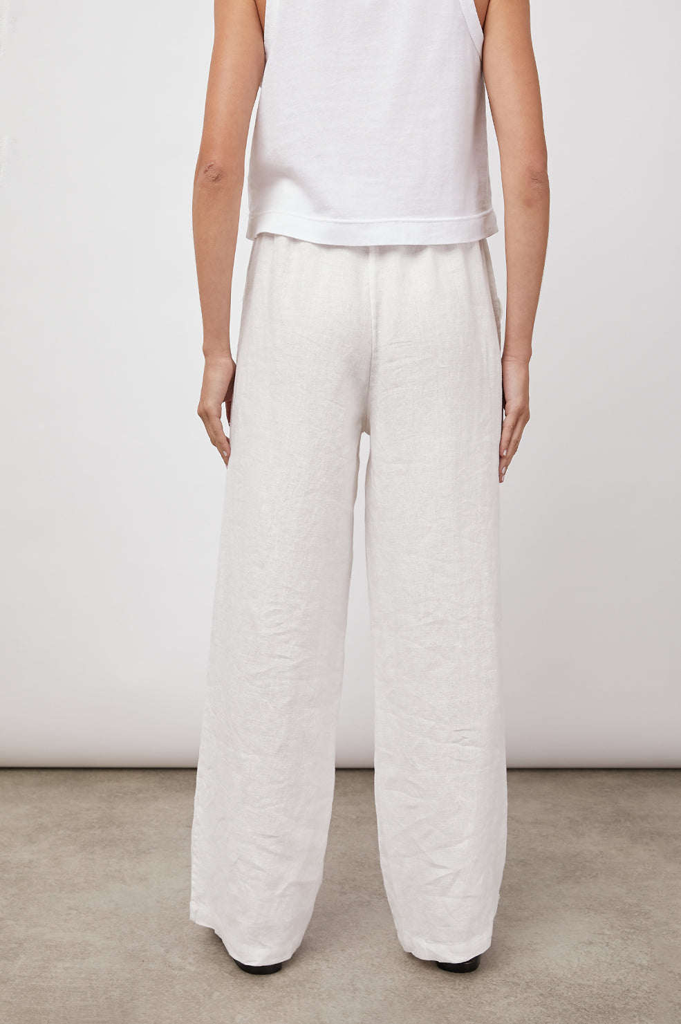 Wide linen-blend trousers - White - Ladies | H&M IN