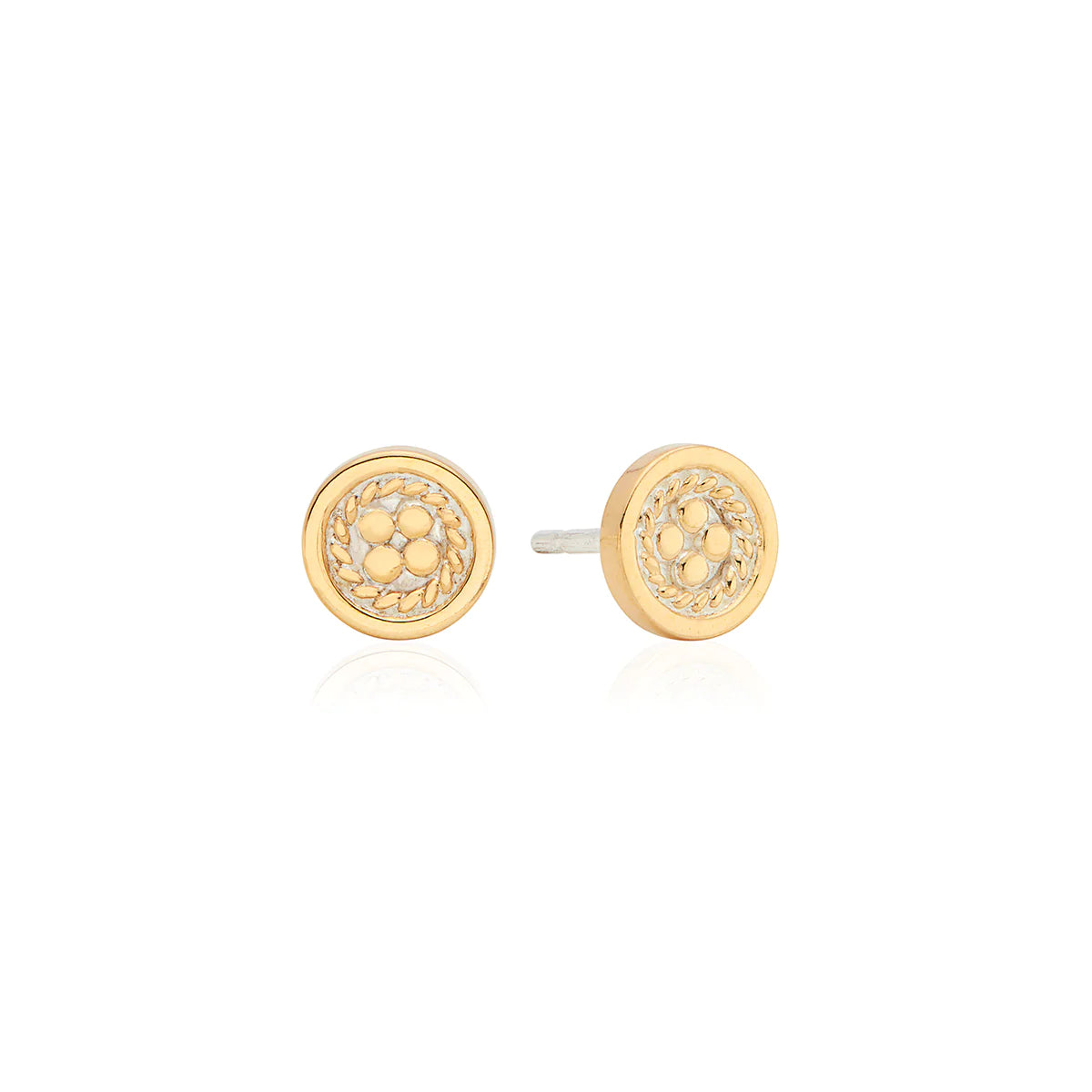 Small gold studs with dot details and rope trim