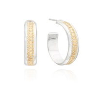 Silver and gold dotted hoop earrings