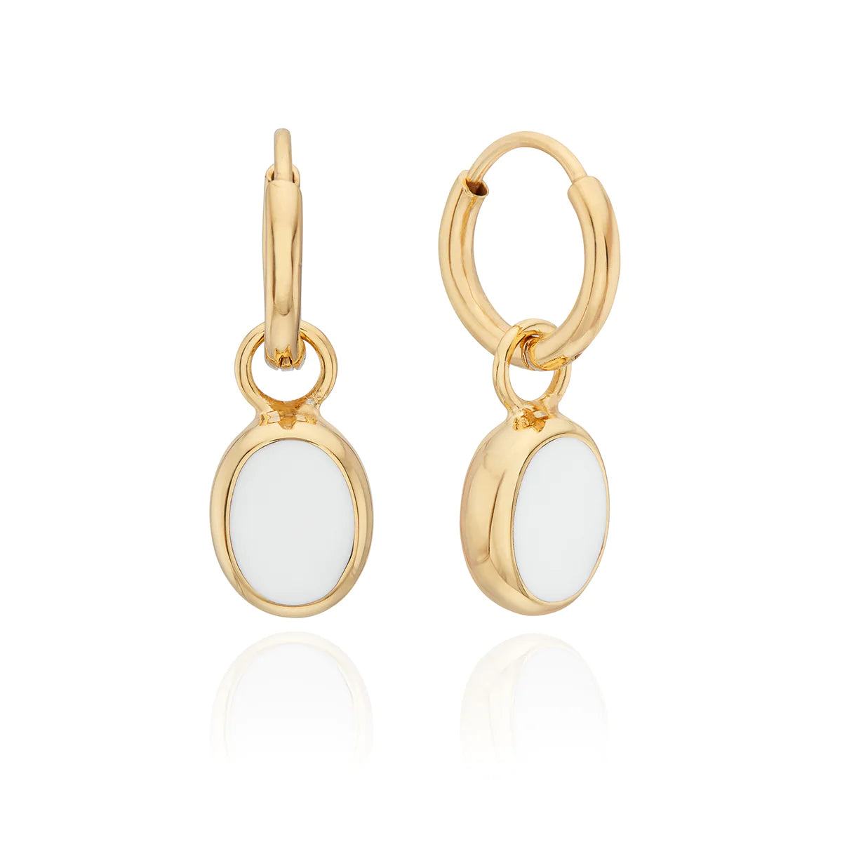 White agate and gold charm hoop earrings